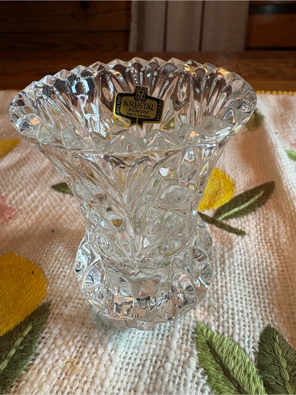 Clear Cut Crystal Vase - Clear Glass Accent